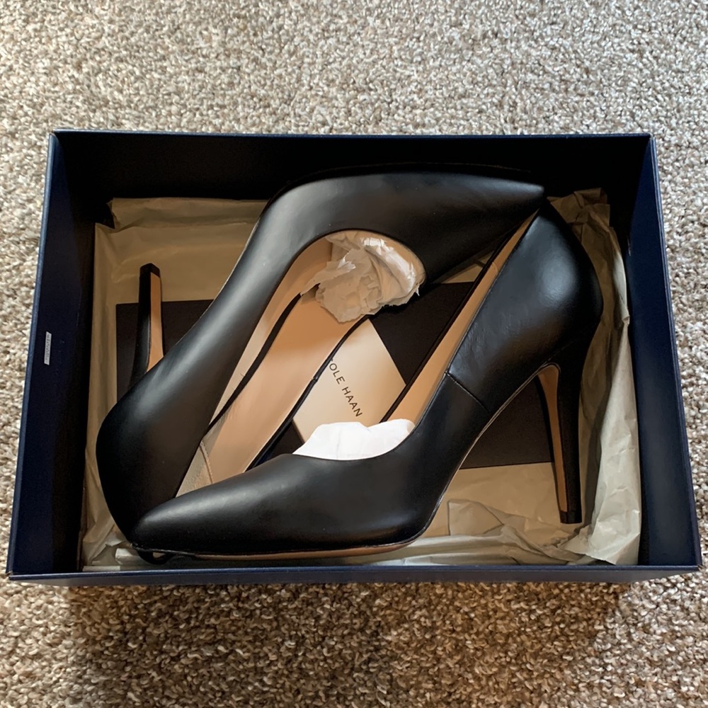 NIB Cole Haan Emery Black Leather Size 10 Heels - Picture 5 of 7